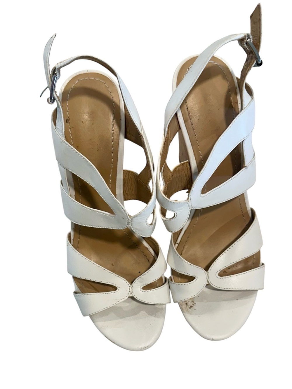 Nine West Ivory Strappy Cork Wedge Sandals - Size: 8 - Picture 4 of 11